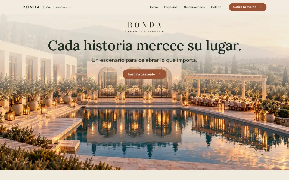 Versión Elite de RONDA en escritorio, con su menú de navegación.